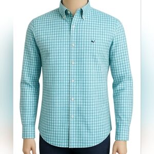 Vineyard Vines Boys Classic Fit Gingham Button‑Down – M (12–14)